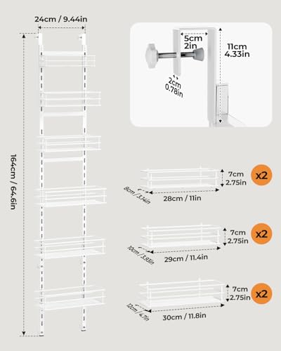 6 Tier Narrow Pantry Door Organizer (White-6)