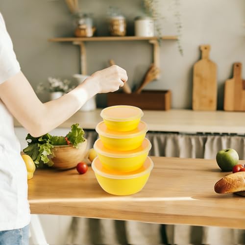 4 Piece Classic Plastic Prep Bowls with Lids (Yellow)