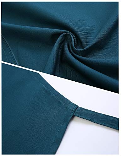 100% Cotton Cross Back Apron for Women with 2 Pockets (#0 Adjustable Dark Green Cross-back)