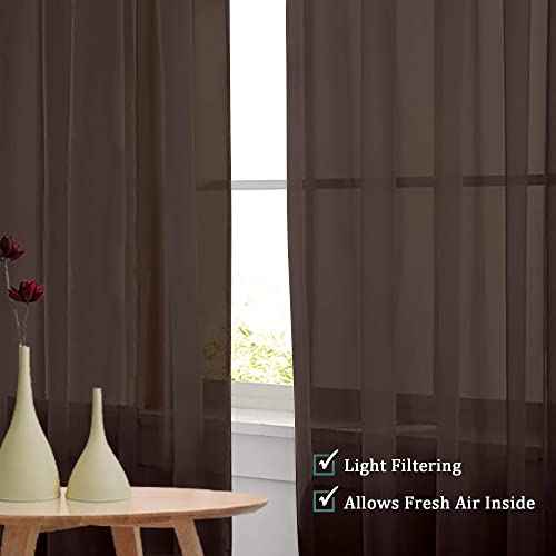 Chocolate Brown Sheer Curtains 45 Inches Long 2 Panels (Chocolate / 42"W x 45"L (Pack of 2))