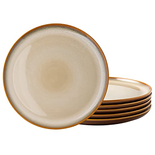 Ceramic Plate Set of 6 (8.5 Inch for 6 / Reactive-Kahki)