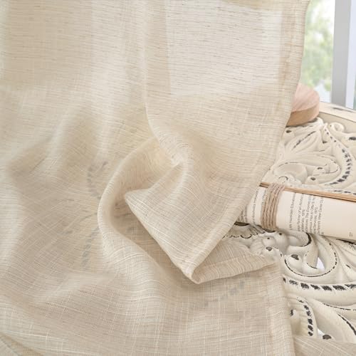 Long Linen Curtains 102 Inch Length for Living Room Window (Natural / 52"W x 102"L (Pack of 2))