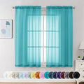 Sheer Curtains 63 Inch Length 2 Panels (Turquoise / 42"W x 63"L (Pack of 2))