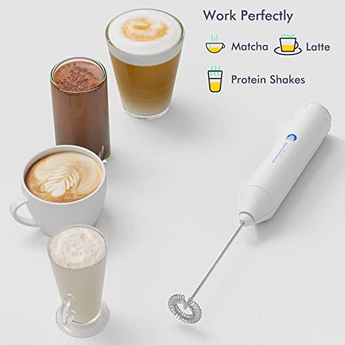 Powerful Milk Frother Handheld Foam Maker (No Stand / White)