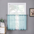 Sheer Tier Curtains Kitchen Linen Textured Half Curtain Sheers Light Filtering Rod Pocket Voile Bathroom Short Curtains for Farmhouse (25"W x 30"L (Pack of 2) / Dusty Blue)