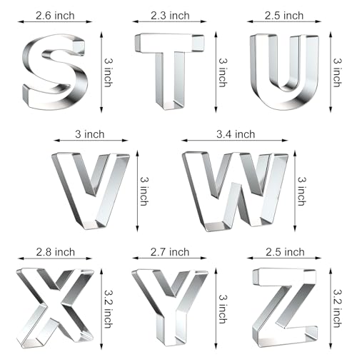 Alphabet Letter Cookie Cutters Shapes Large 3 Inch (3 Inch Letters - 26Pcs)