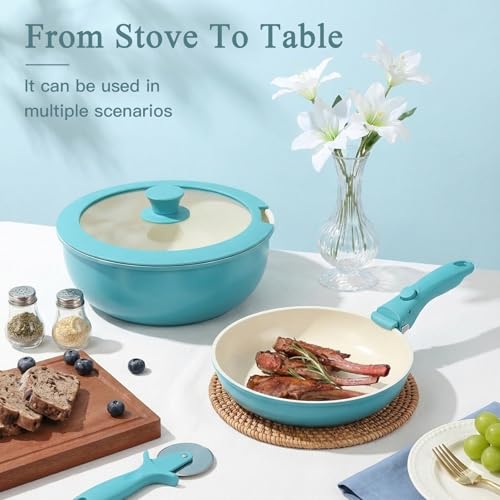 11pcs Pots and Pans Set Non Stick (Light Blue Gradient / 11PCS)