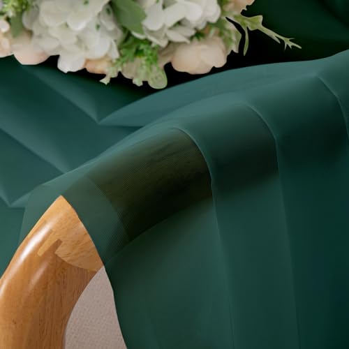 Green Sheer Curtains 84 Inches Long for 2 Panels Set for Christmas (Hunter Green / 42"W x 84"L (Pack of 2))