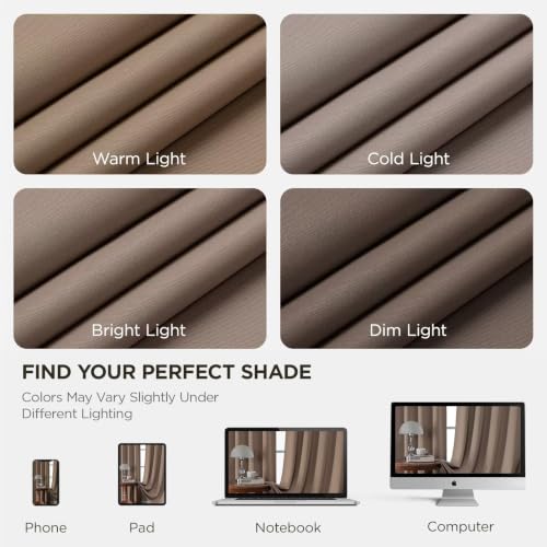 Khaki Blackout Curtains 72 inch Length 2 Panels Set (Khaki / 52"W x 72"L (Pack of 2))