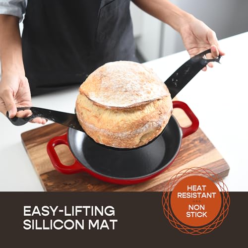 Enameled Cast Iron Dutch Oven for Sourdough Bread Baking (Red)