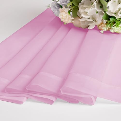 Pink Sheer Valances for Window 2 Pack (Pink / 42"W x 14"L (Pack of 2))