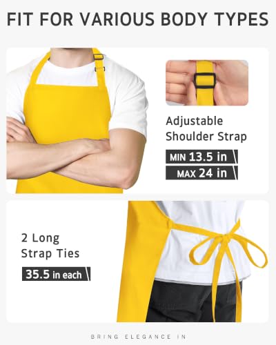 Chef Apron for Men Women with Pockets (Yellow)