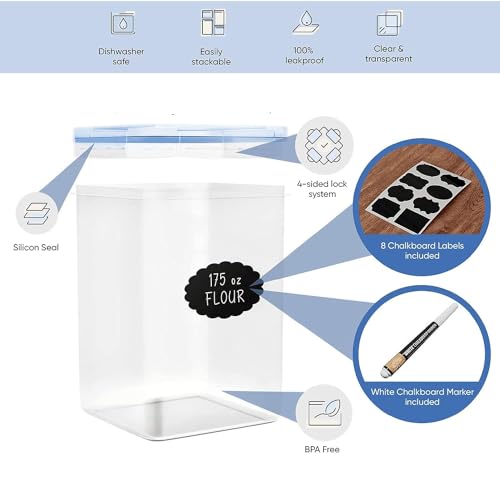 Extra Large Airtight Food Storage Containers with Blue Lid Color