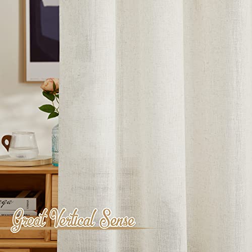 Flax Linen Curtains for Sliding Glass Door (100"W x 96"L (Pack of 1) / Linen Flax Sheer)