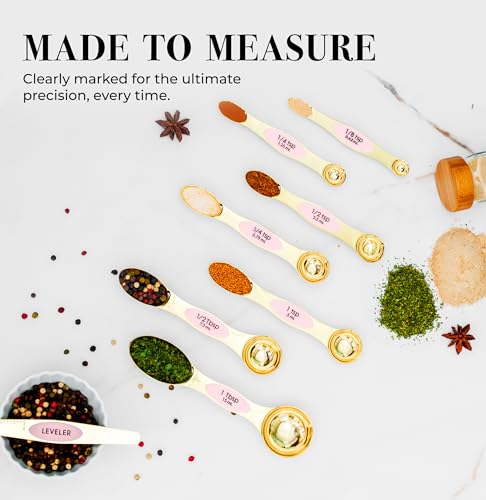 Pink Magnetic Measuring Spoons Set (Classic / Pink & Champagne Gold)