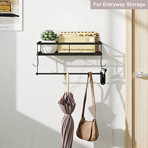 Paper Towel Holder Wall Mount with Shelf (Matte Black Finish / 1 Pack)
