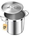 Commercial Grade Large Stock Pots (35 Quarts)