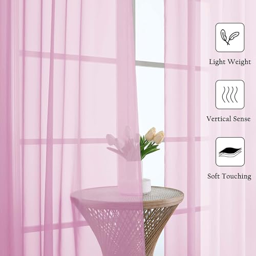 Light Pink Sheer Curtains 120 Inches Long 2 Pcs (Light Pink / 59"W x 120"L (Pack of 2))