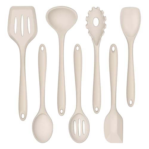 Silicone Cooking Utensil Set of 7 (Khaki)