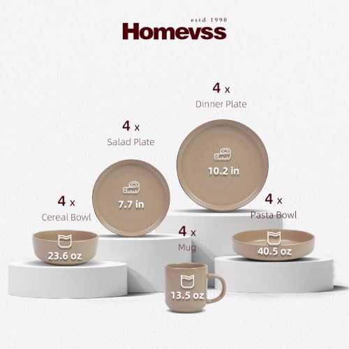 HomeVSS 20 Piece Dinnerware Set (Service for 4 - 20pc Set / Matte Beige)