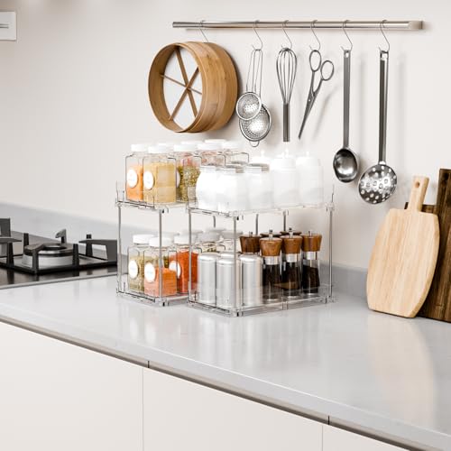 2 Tier Vertical Spice Rack Pull Out (Clear-2 Drawer)