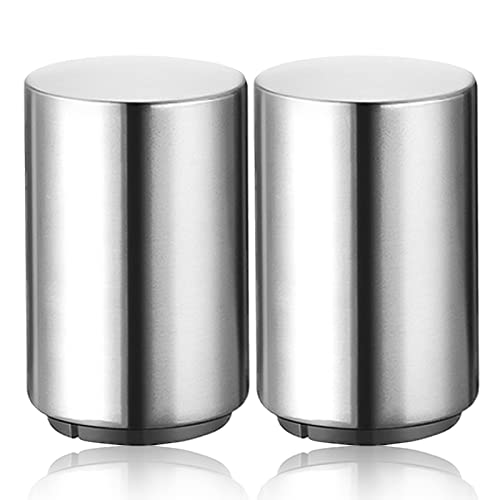 2PCS Pop-the-Top Beer Bottle Opener, Metal Automatic Magnetic Glass Bottle Cap Openers, Wine Bartender Tool Cap Catcher for Bar, Party, Wine Ceremony, Restaurant Household Utensils, Easy to Use-Silver (2Pcs/Pack)
