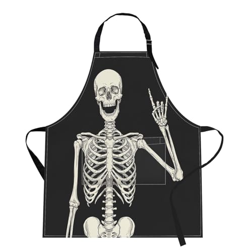 Apron with Pockets (Black Skull)