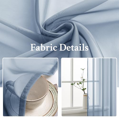 Dusty Blue Sheer Curtains 54 X 108 Inches (Dusty Blue / 54"W x 108"L (Pack of 2))
