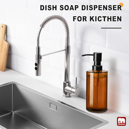 Amber Glass Soap Dispenser (Amber Bottle + Black Pump / 1 Pack - 12oz)