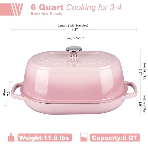 Enameled Cast Iron Dutch Oven Pot with Dome Lid (Pink)