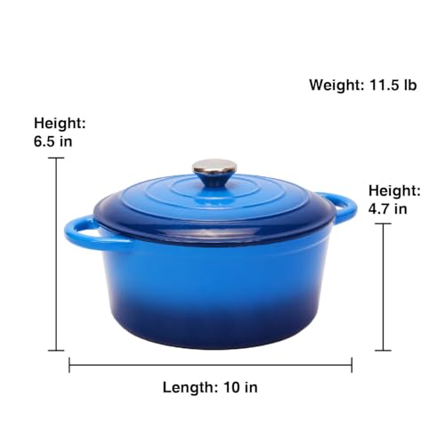 5QT Enameled Cast Iron Bread Oven with Proofing Basket for Bread Baking (Blue / 5 QT (Bread Pan))