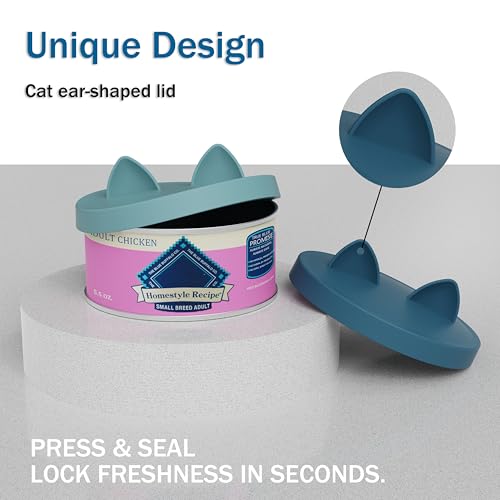 Silicone Pet Food Can Lids (3.3in/85mm(5.3-5.5oz) / Dark Blue+Light Blue)