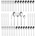 Cube 45 Piece Forged Stainless Steel Flatware Set Cutlery Set (Silver / 45 pieces for 8)