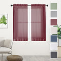 Short Sheer Curtains 45 Inches Length 2 Pieces (Burgundy / 42"W x 45"L (Pack of 2))