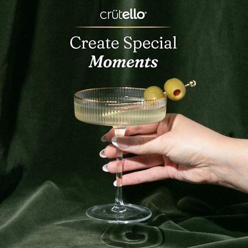 Champagne Coupe Glasses (Gold Fringe)