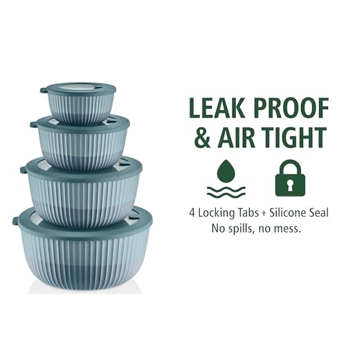 Plastic Mixing Bowls with Lids (Blue)