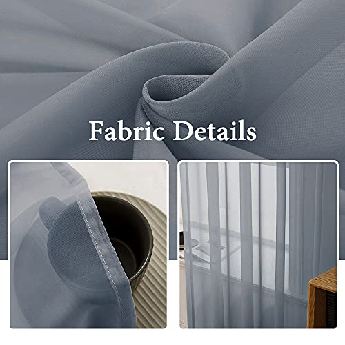 2 Panels Sheer Curtains for Living Room 54X96 Inch Dark Grey (Dark Grey / 54"W x 96"L (Pack of 2))