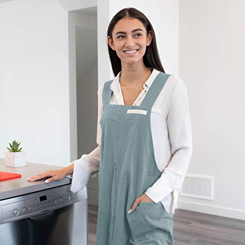Cotton Aprons for Women Men (Light Blue)