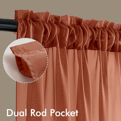 4 Panels Fall Burnt Orange Sheer Curtains 54 x 96 Inches (54"W x 96"L (Pack of 4) / Burnt Orange)
