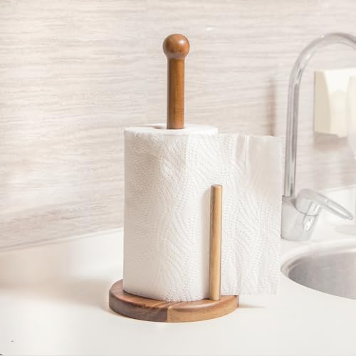 14" Acacia Wooden Paper Towel Holder (Two Sticks)