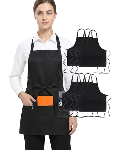 7 Pack Bib Apron for Women (7 Pack Cooking Apron Black)