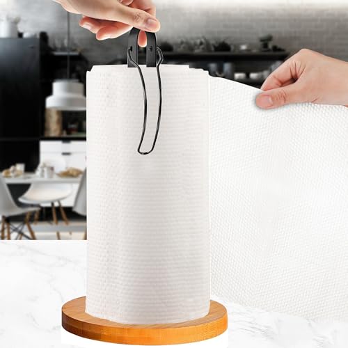 Wood Paper Towel Holder Countertop (Black / B)