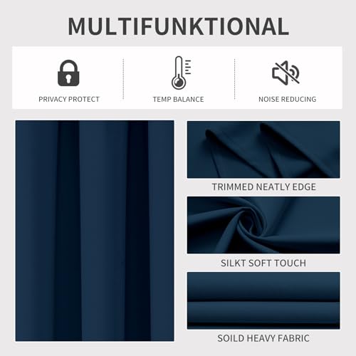 Blackout Curtains 108 Inch Length 2 Panels Set (Navy Blue / 52"W x 108"L (Pack of 2))