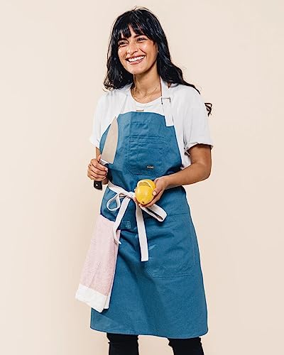 Daily Cotton Kitchen Apron for Cooking (Vintage Blue)