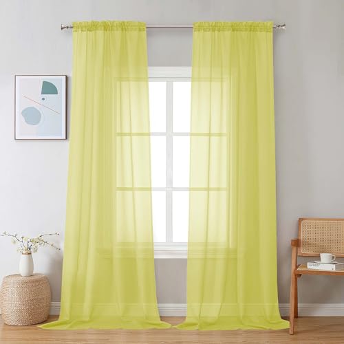 Lemon Sheer Curtains 96 inches Long 2 Panels (Lemon / 42"W x 96"L (Pack of 2))