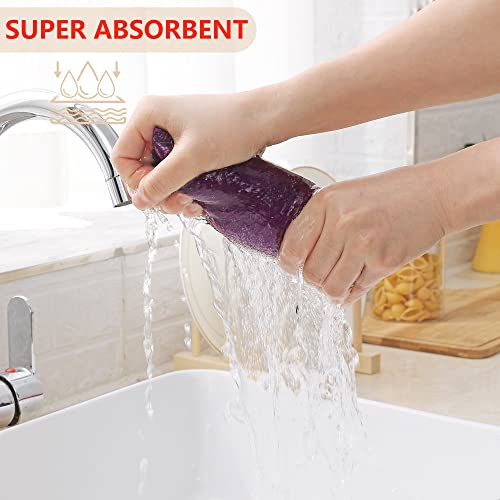 100% Cotton Waffle Weave Kitchen Dish Cloths 6 (Purple / 12 X 12 - 6 Pack)