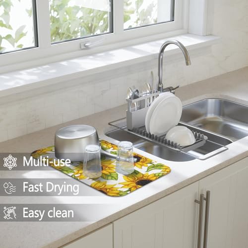 Dish Drying Mat 2 (Sunflower-3 / 2-Pack)