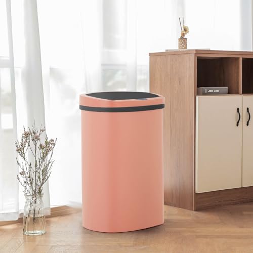 13 Gallon Plastic Trash Can with Lid (Pink / Plastics)