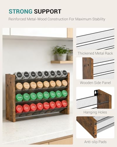 Spice Rack Organizer for Cabinet (Holds 32 Jars, 15.7"W × 10.3"H)