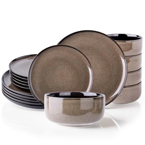 Ceramic Dinnerware Sets for 6 (Modern-Chestnut / Service for 6 (18 Pcs))